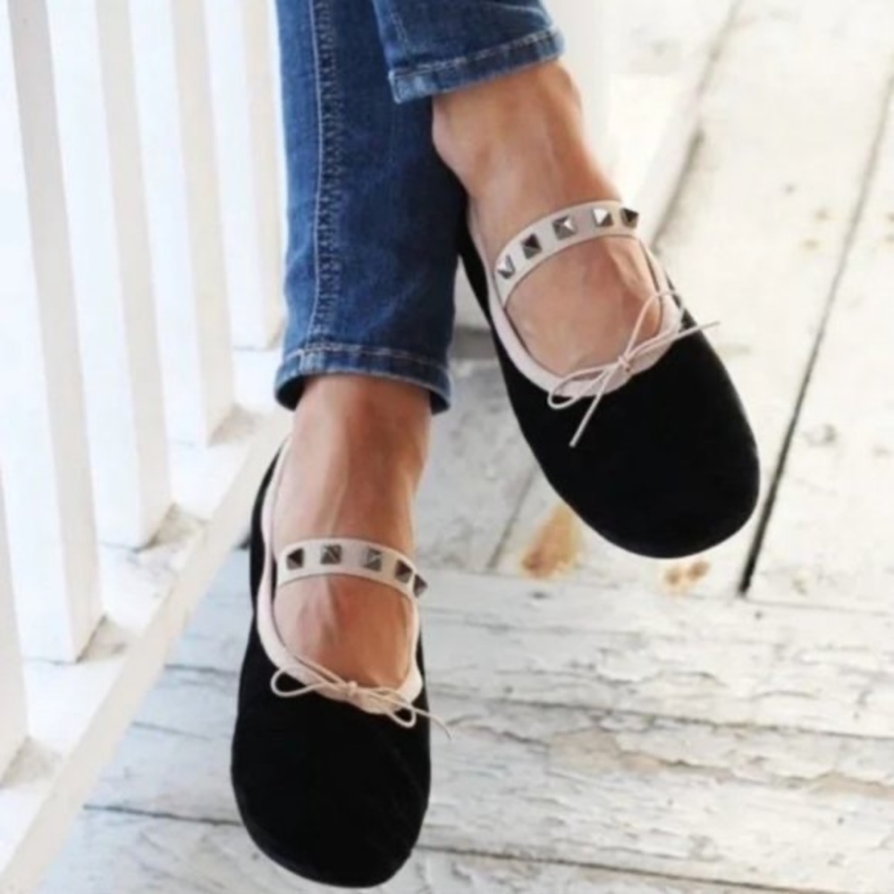 Valentino Rockstud Ballerina Mary Jane Flats Black 11 B